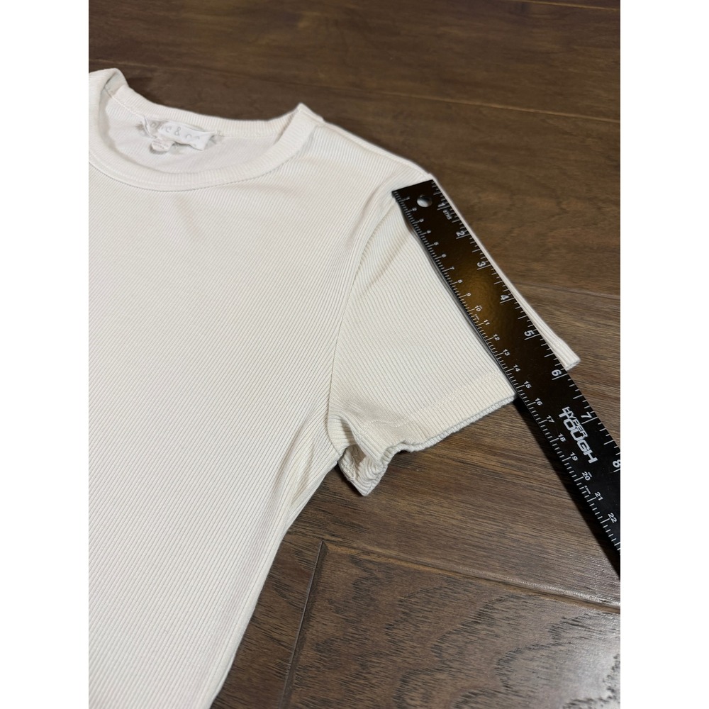 Olive & Oak White Ribbed Short Sleeve Baby Tee Modal Blend Top Large ST01481 - Picture 5 of 6